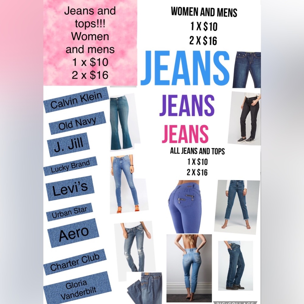 Opening a Bin of JEANS πππππ and TOPS. All $10 or 2 x $16 - Picture 1 of 3